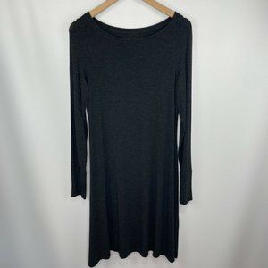 Eileen Fisher Stretch Viscose Jersey Long Sleeve Dress Charcoal Gray M
